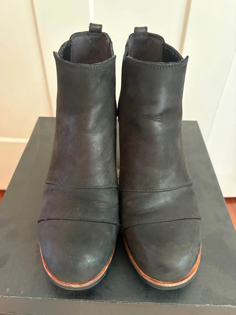 Sorel Lea Wedge Bootie in Black Leather